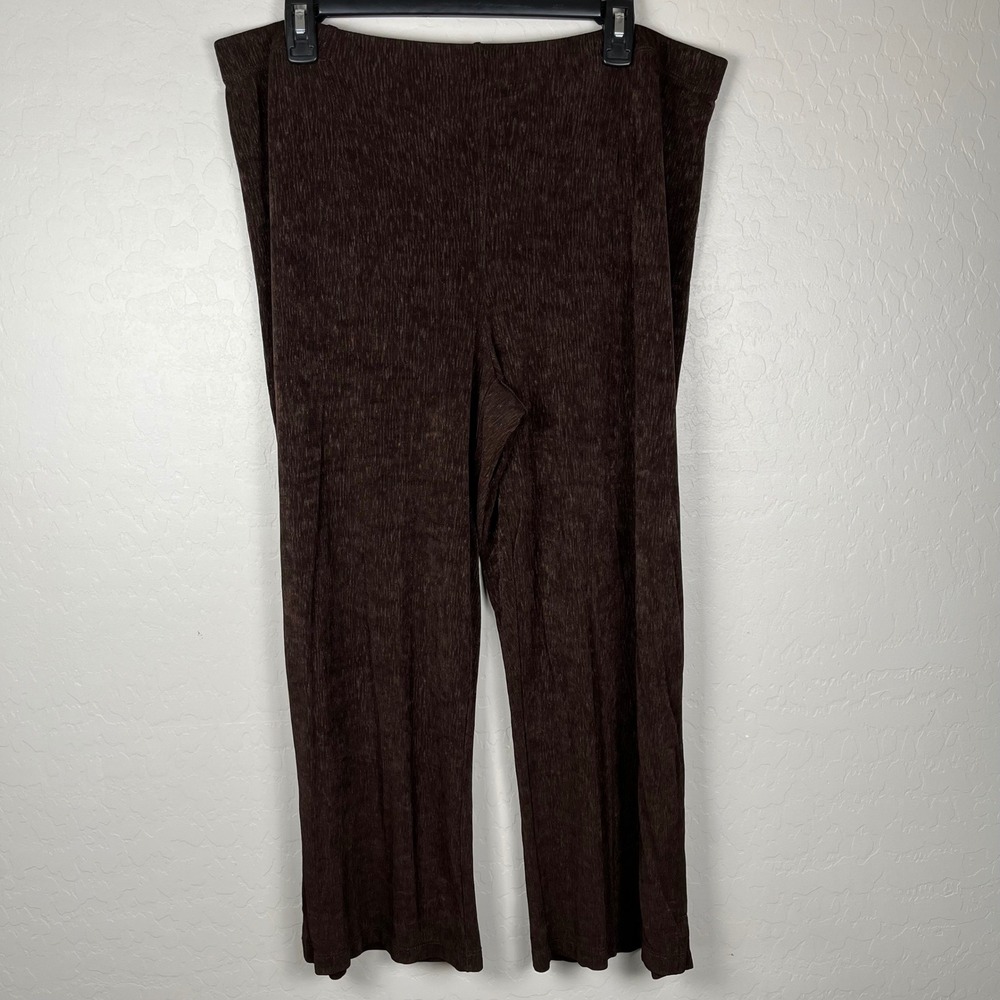 Coldwater Creek 1X Womens Pants Brown Pleated Wide Leg Made in‎ USA